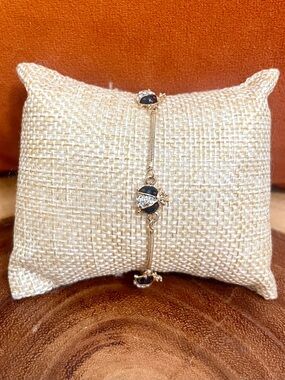 Ladybug Bracelet with Black Enamel and CZ Accents 18K Gold Filled NWOT